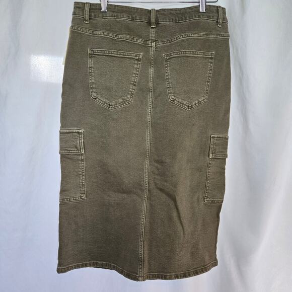 NWT Michael Kors Women's Olive Knee-Length Green Denim Cargo Skirt, Size 12 - Picture 5 of 9